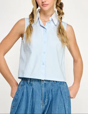 Elodie Embriodered Collar Button Down Vest