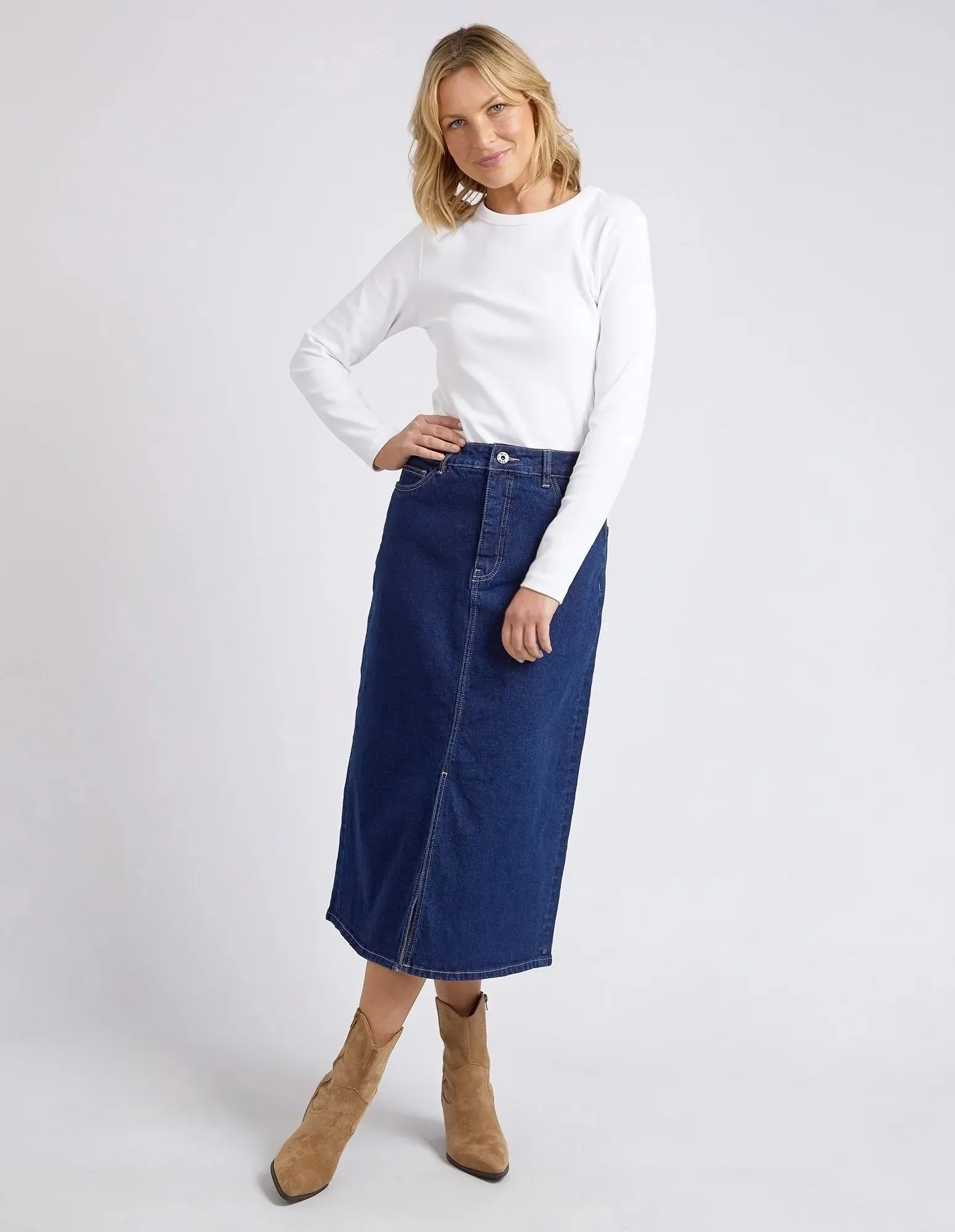 Eloise Denim Midi skirt