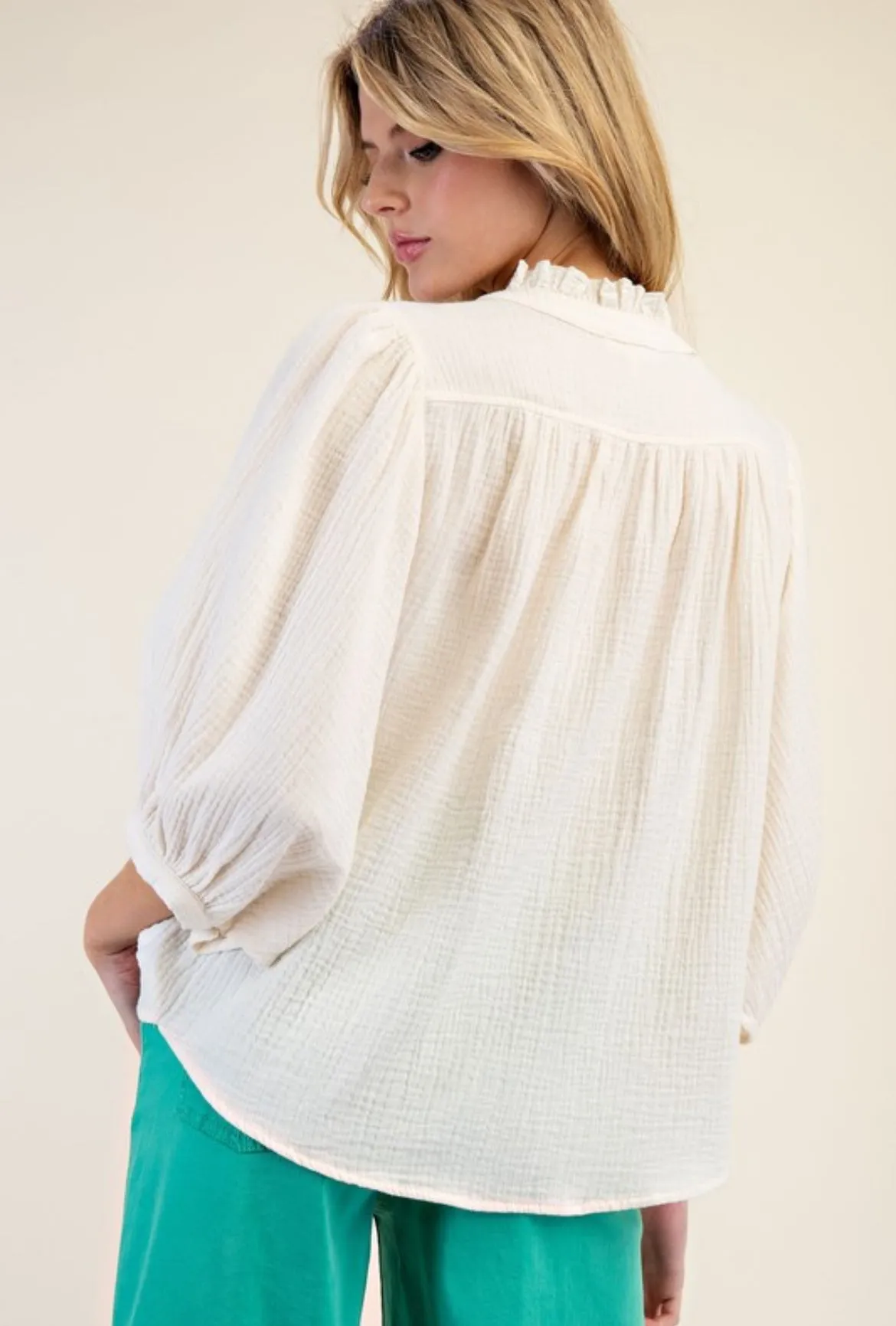 Embroidered Cotton Gauze Top