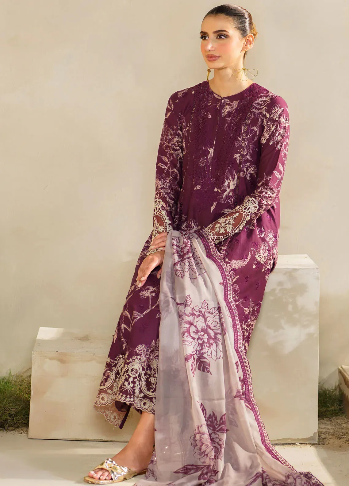 Embroidered Lawn Suit Unstitched 3 Piece IZ24F SFL-04 Splendor - Festive Collection