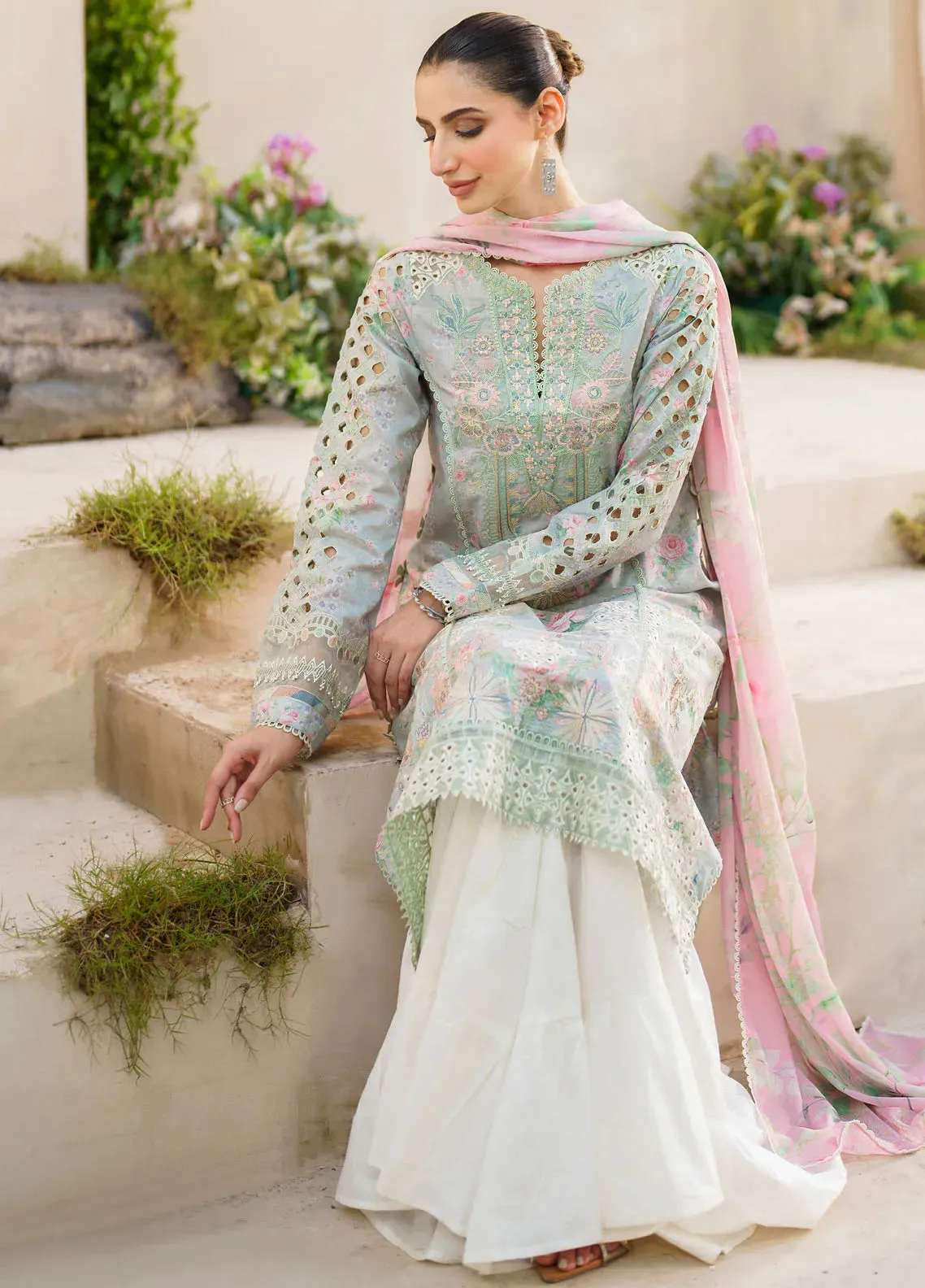 Embroidered Lawn Suit Unstitched 3 Piece IZ24F SFL-07 Gleam - Festive Collection