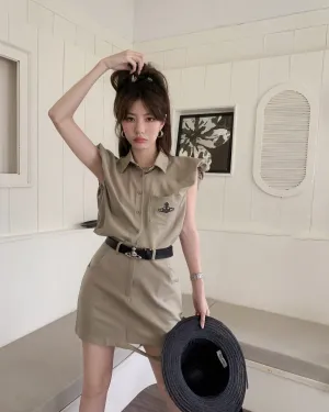 Embroidered Small Flying Sleeve Shirt Tooling Skirt Suit