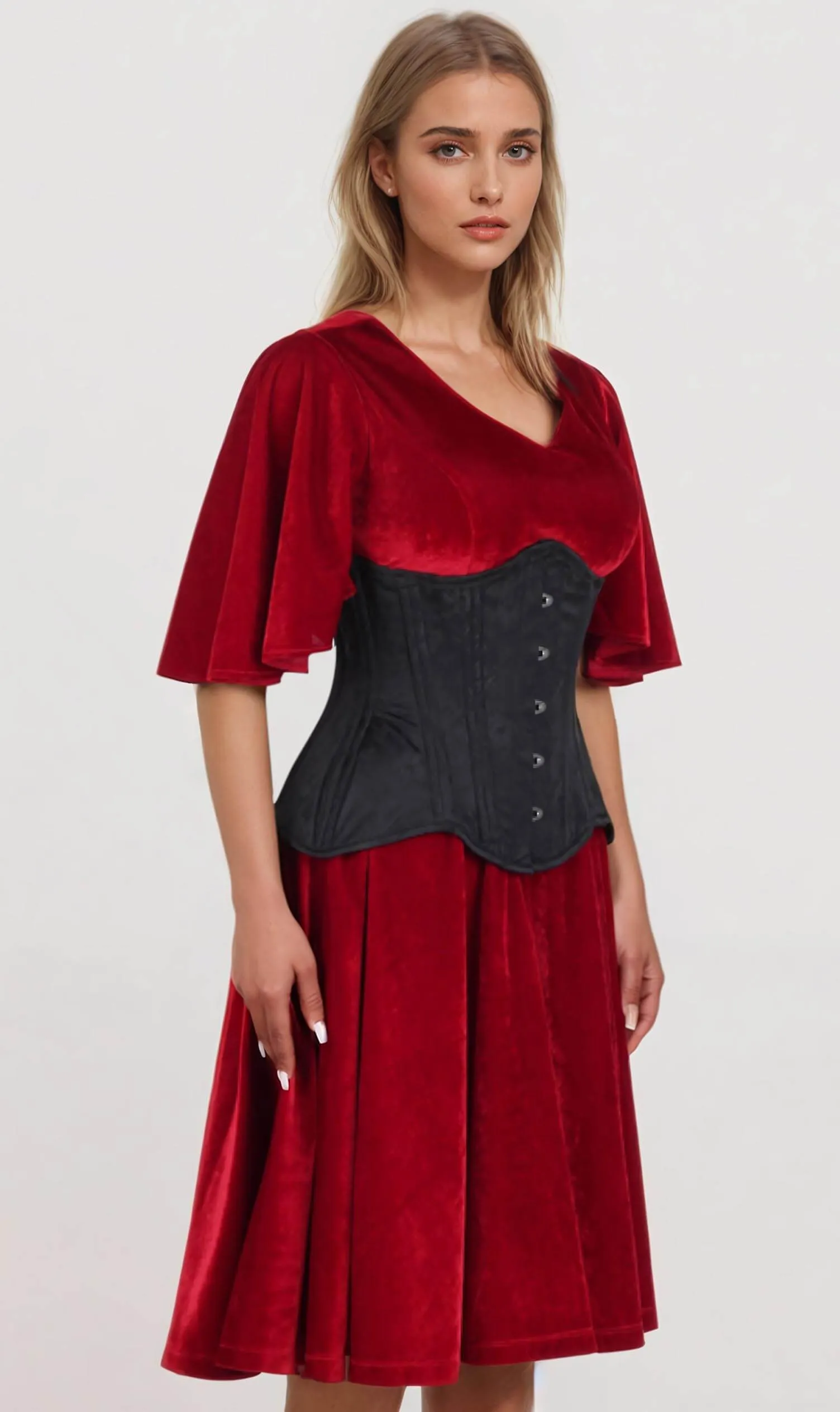 Emerie Waist Trainer Black Brocade Curvy Corset