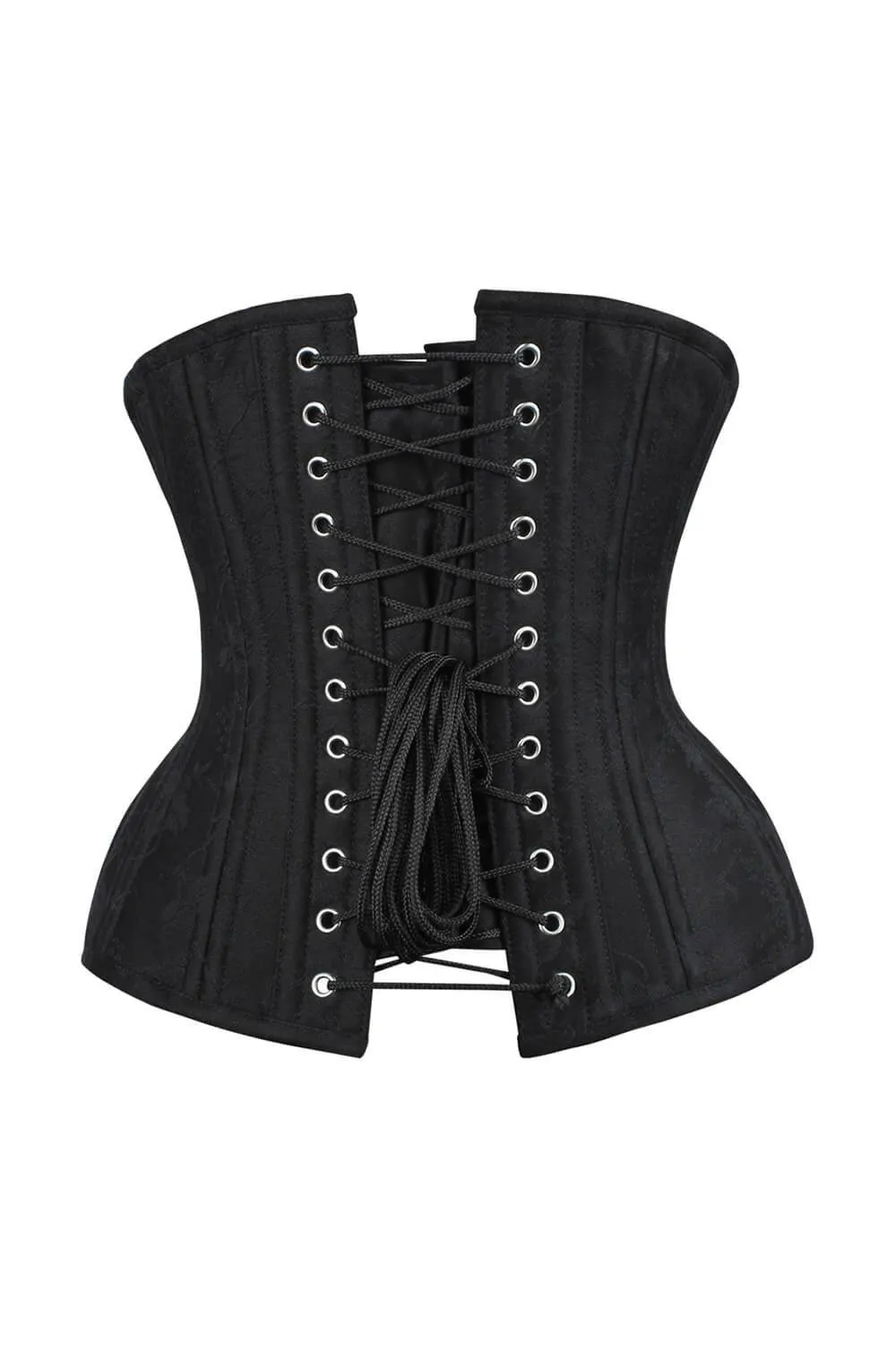 Emerie Waist Trainer Black Brocade Curvy Corset