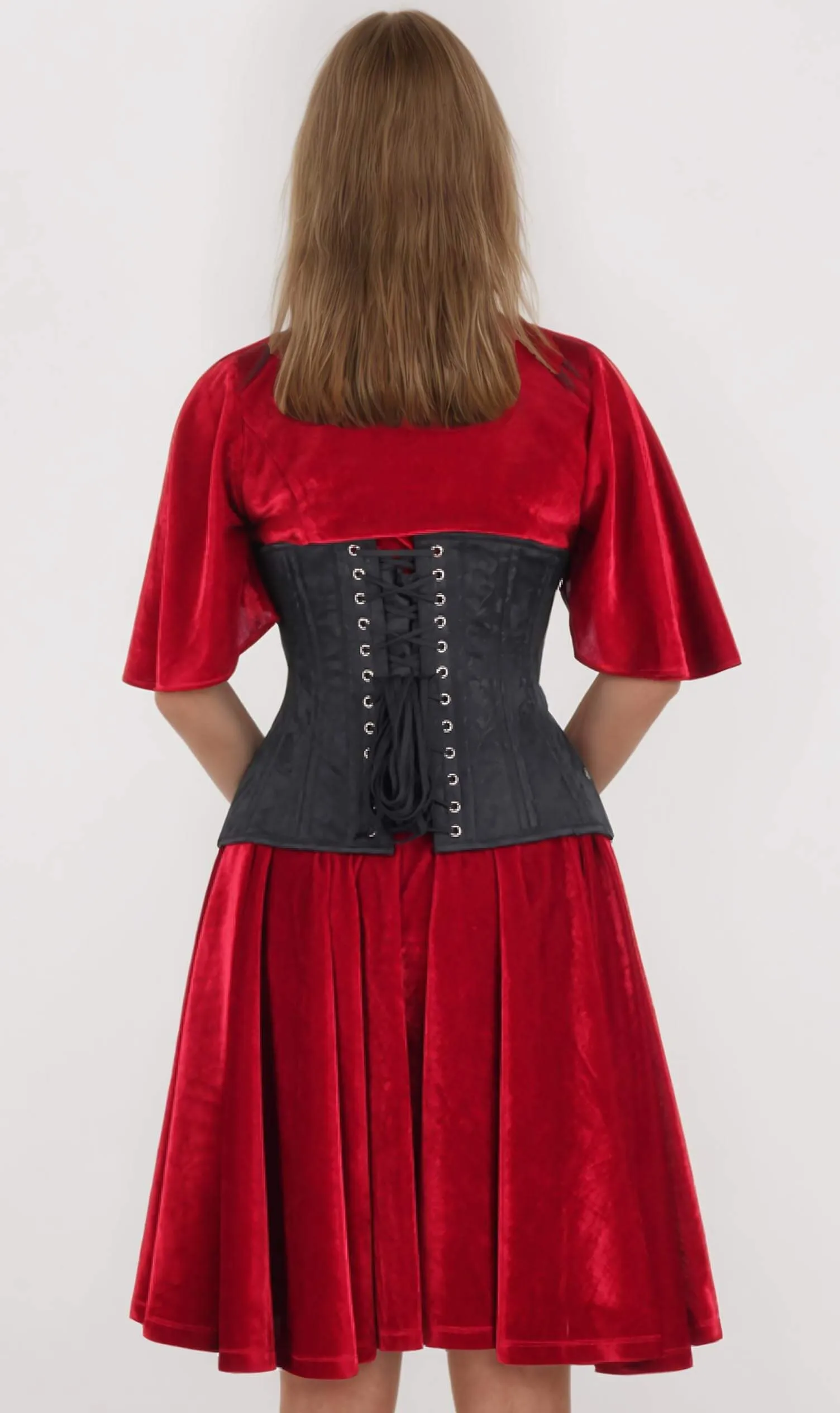 Emerie Waist Trainer Black Brocade Curvy Corset
