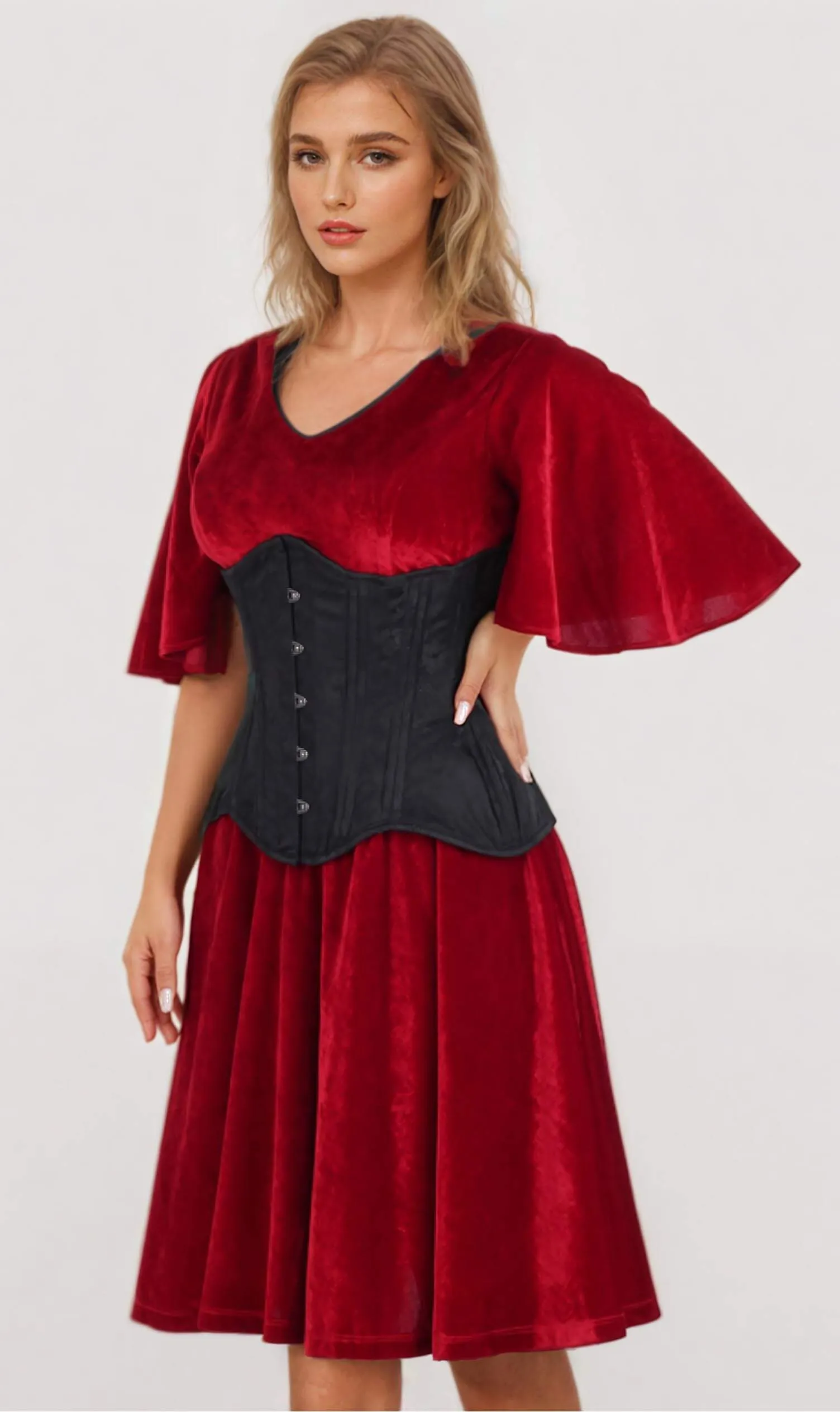 Emerie Waist Trainer Black Brocade Curvy Corset