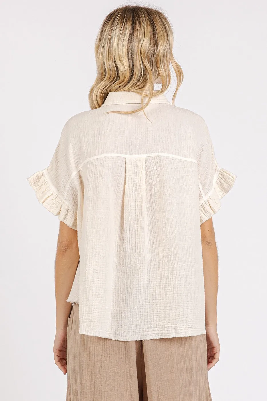 Erica Gauze Ruffle Short Sleeve Top