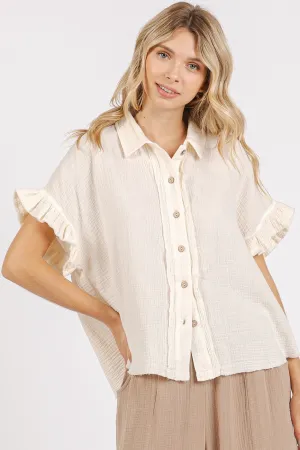 Erica Gauze Ruffle Short Sleeve Top