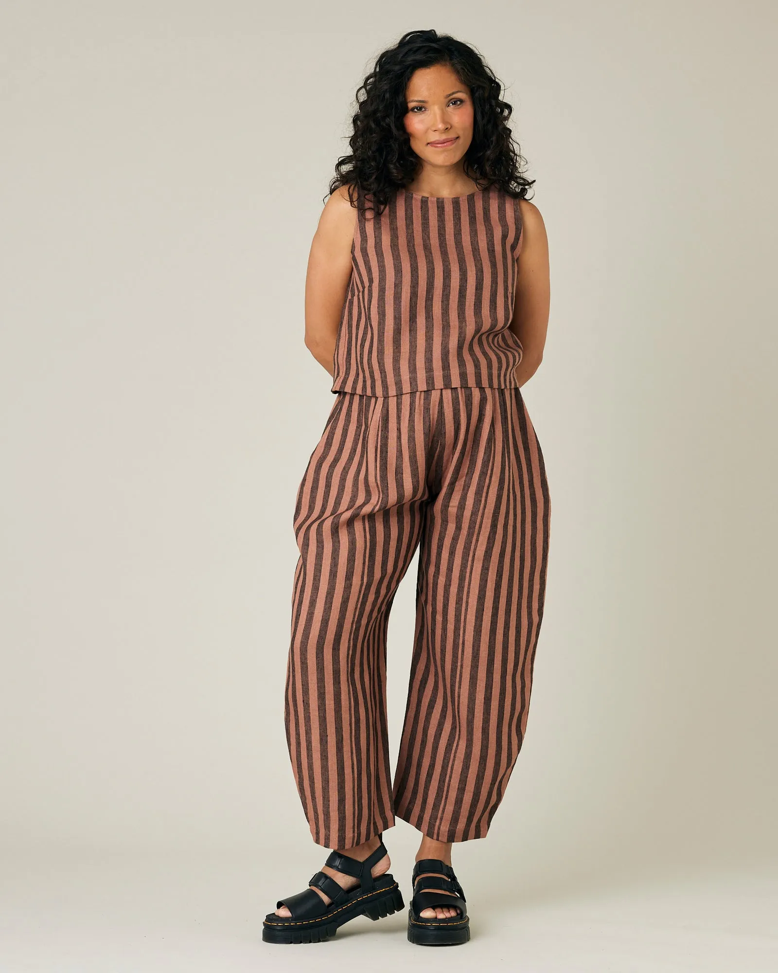 Esme Biscuit Stripe Linen Top