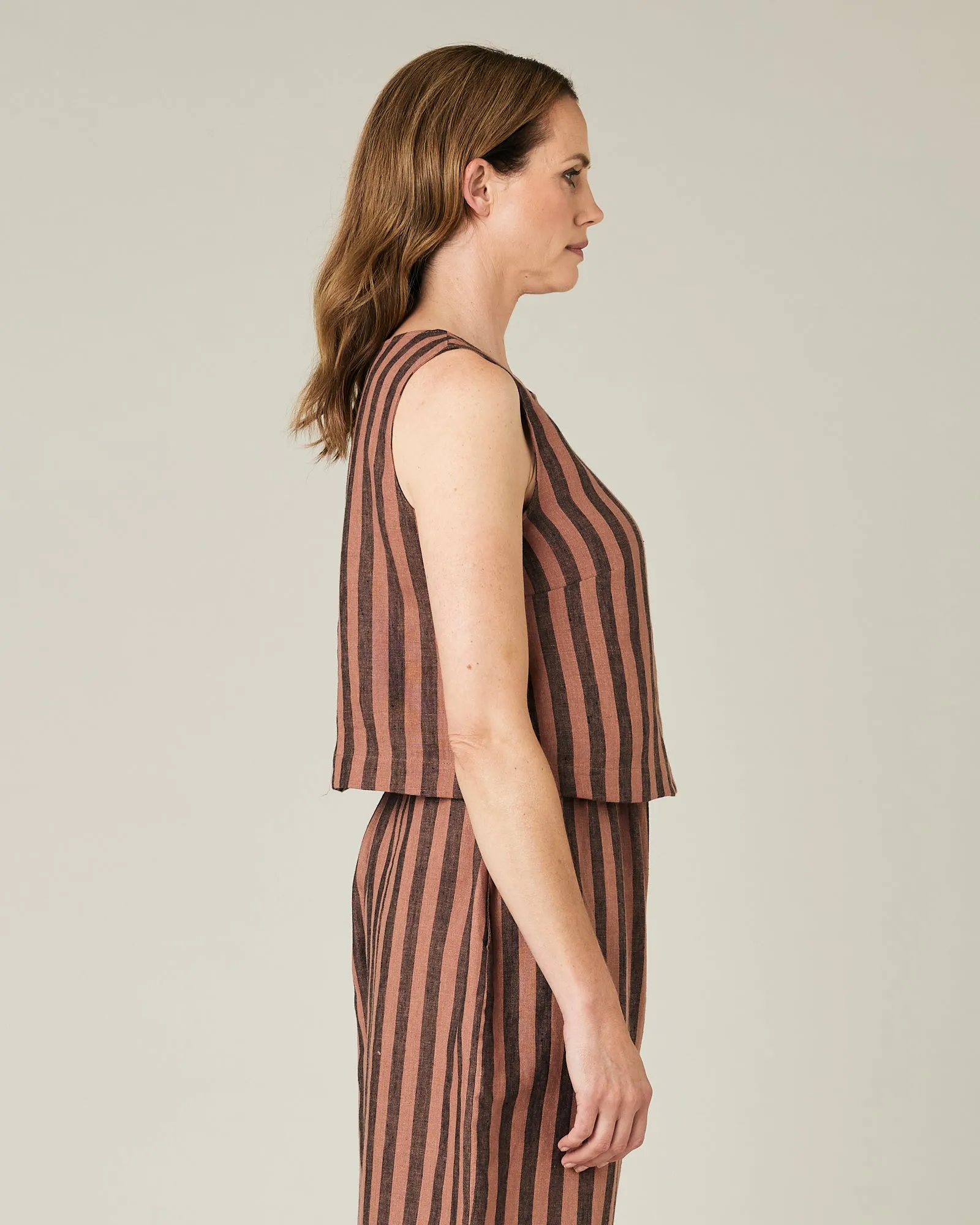 Esme Biscuit Stripe Linen Top