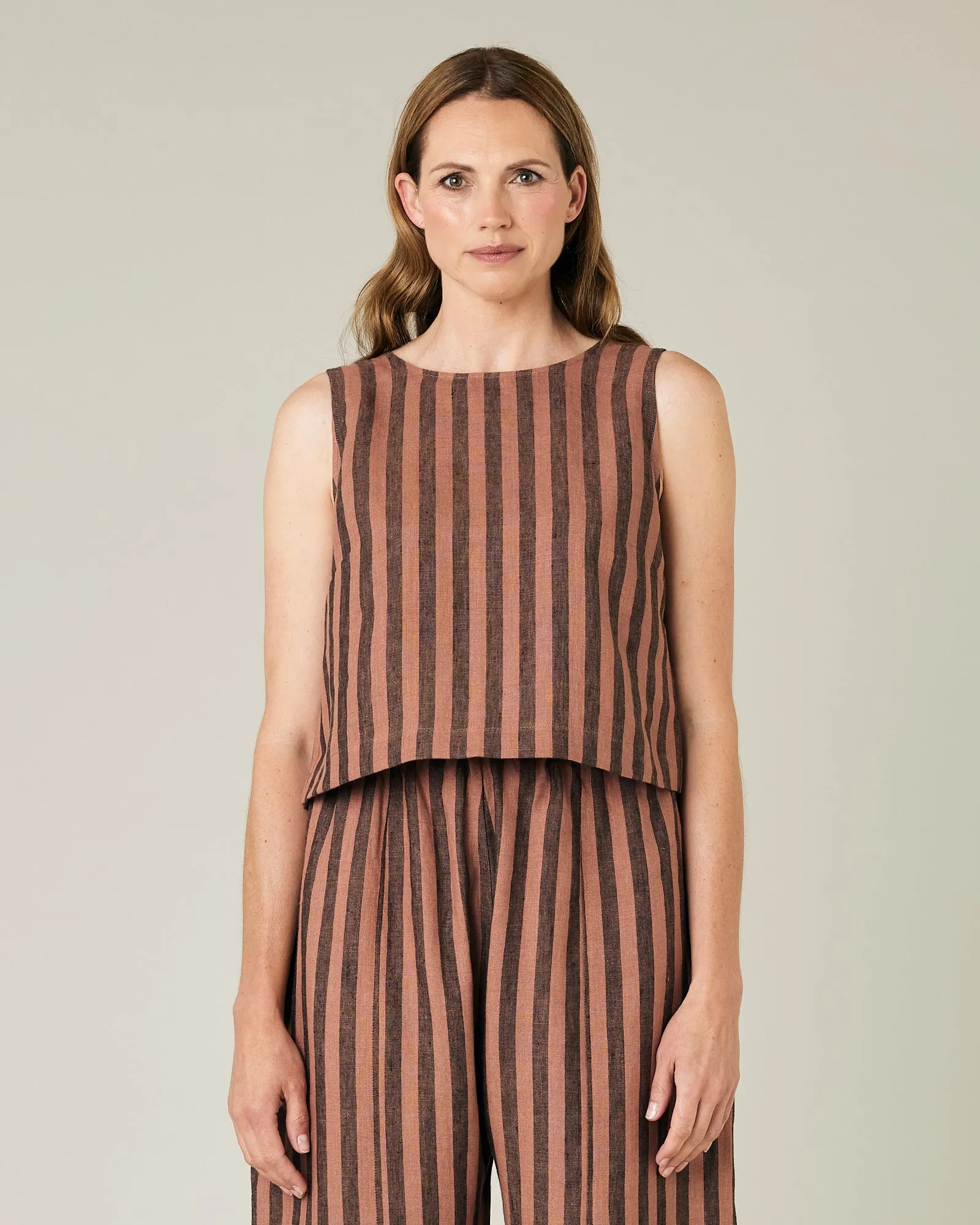 Esme Biscuit Stripe Linen Top