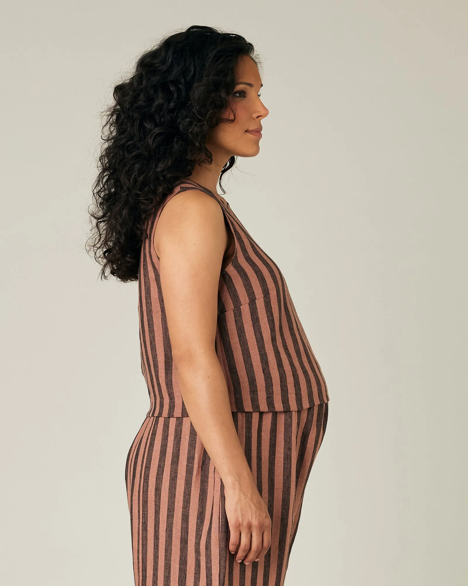 Esme Biscuit Stripe Linen Top
