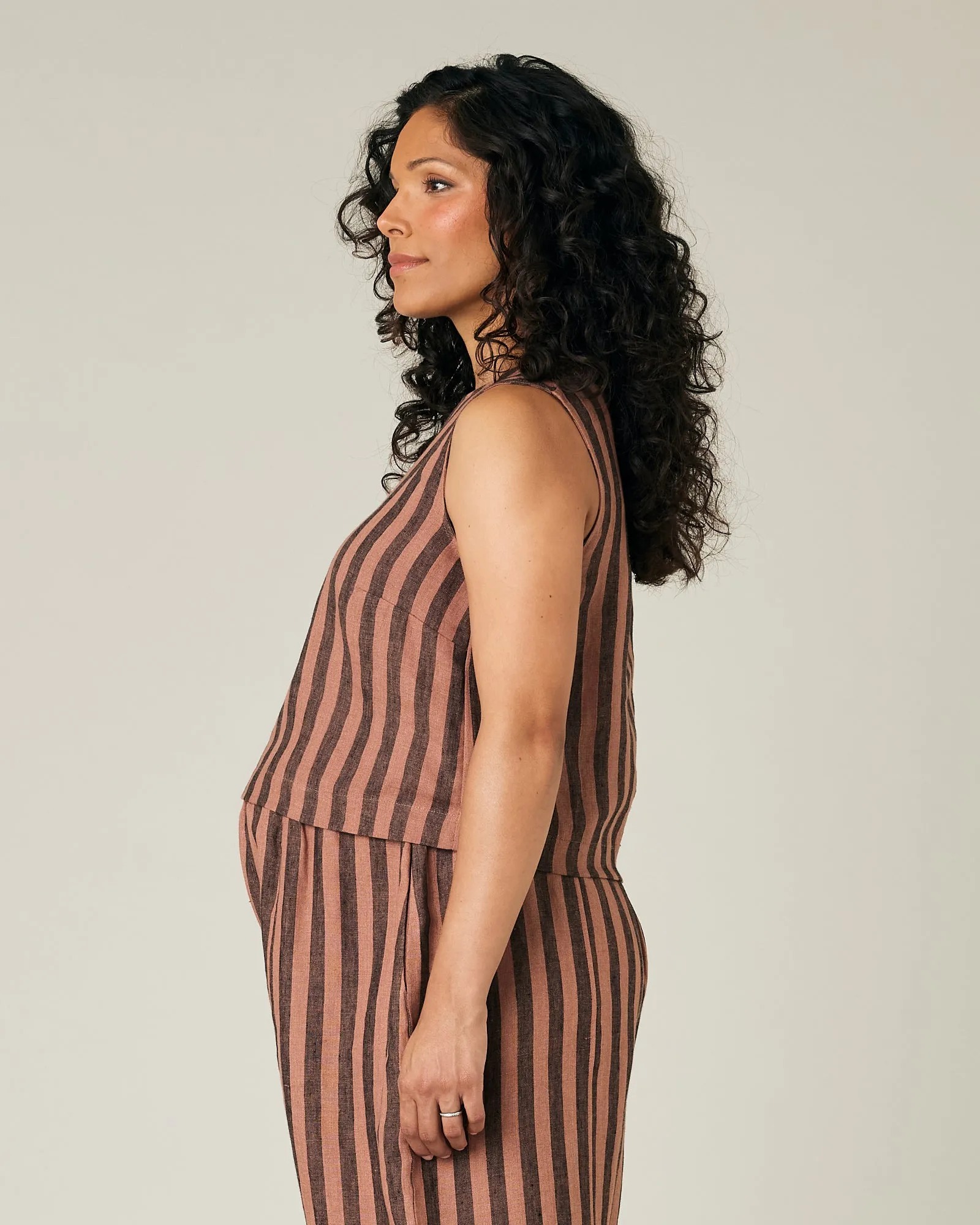 Esme Biscuit Stripe Linen Top