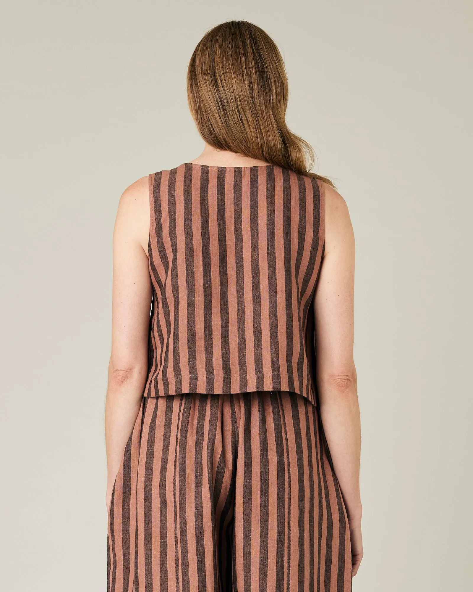 Esme Biscuit Stripe Linen Top