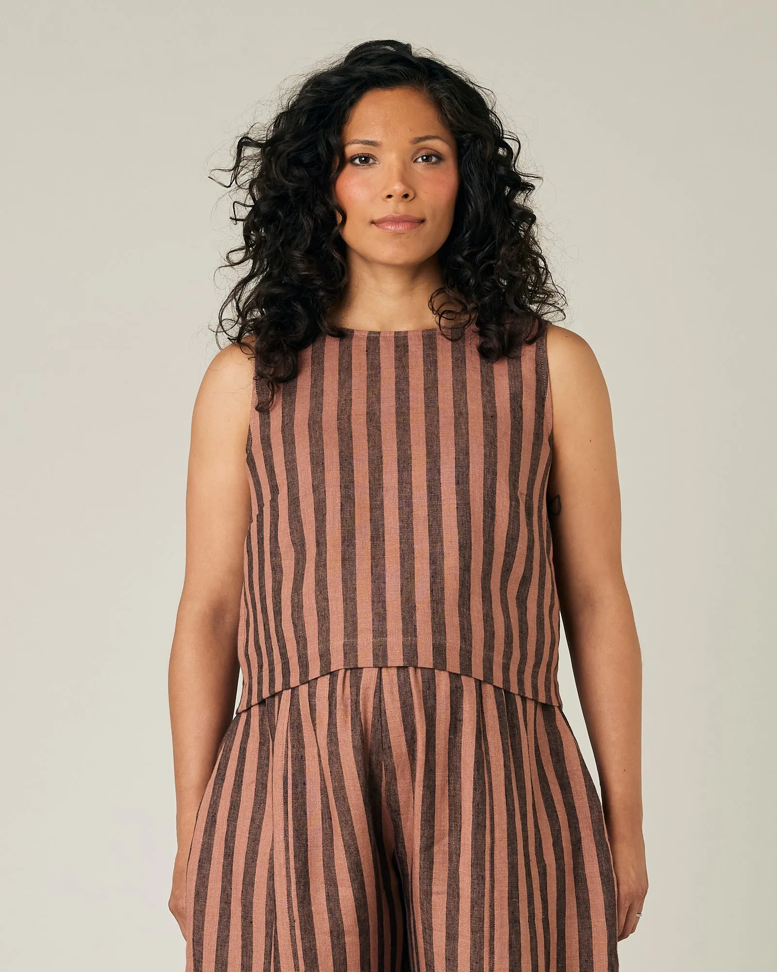 Esme Biscuit Stripe Linen Top