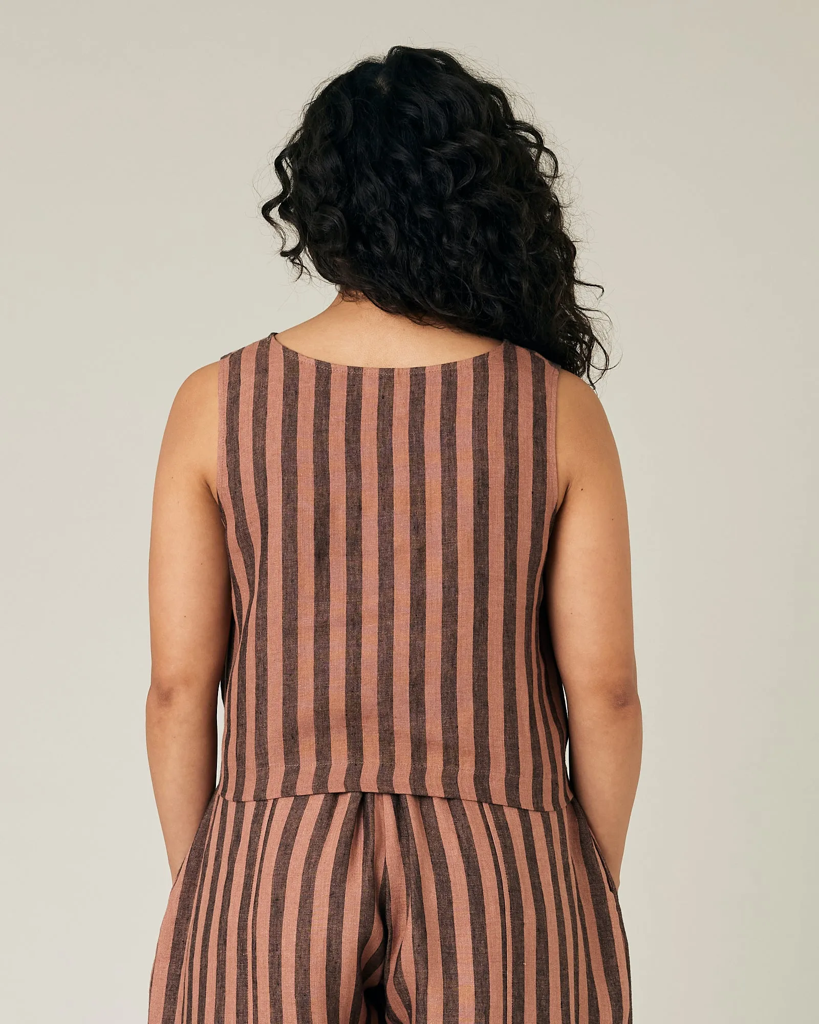 Esme Biscuit Stripe Linen Top