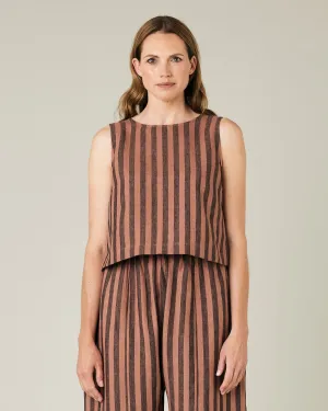 Esme Biscuit Stripe Linen Top