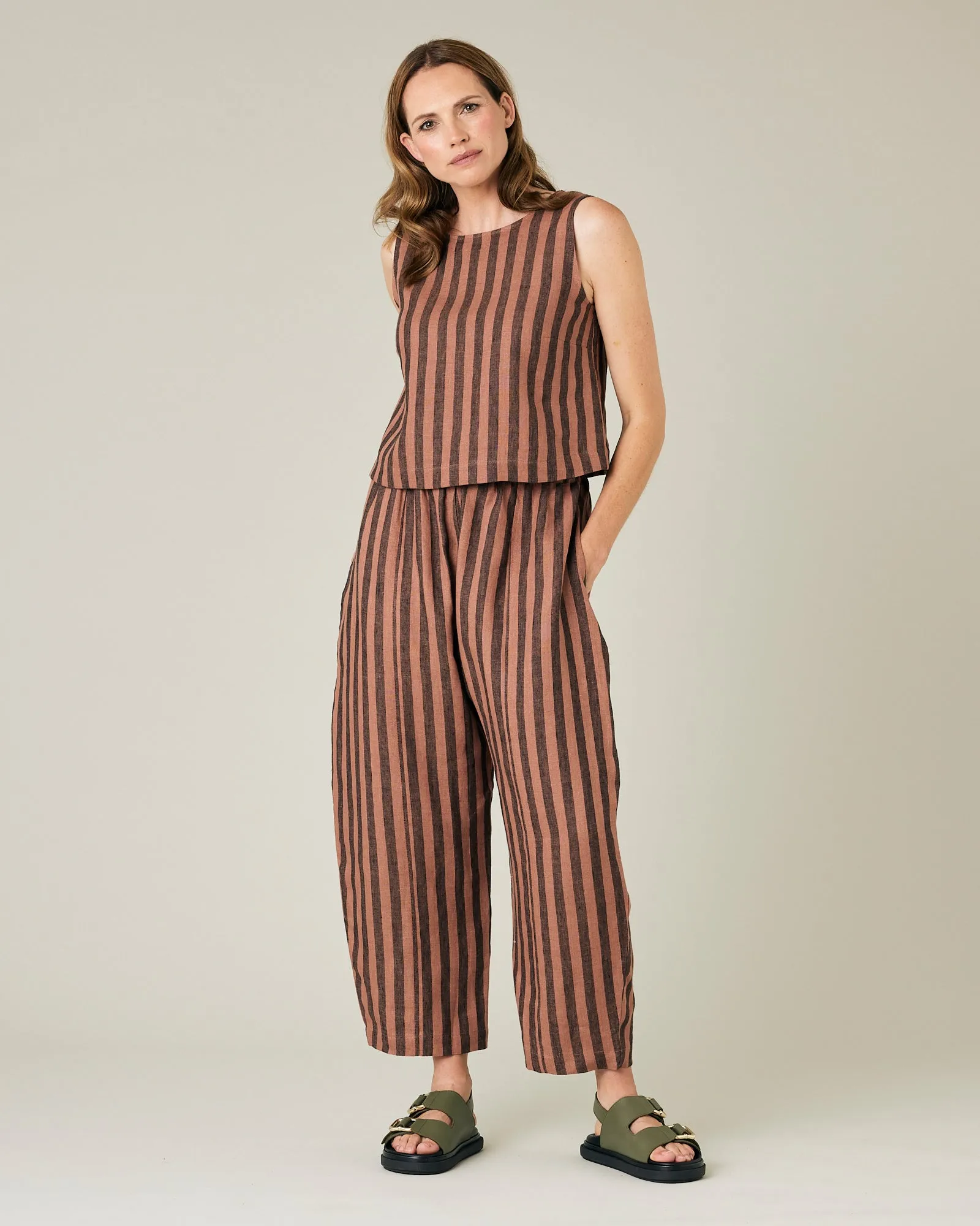 Esme Biscuit Stripe Linen Top