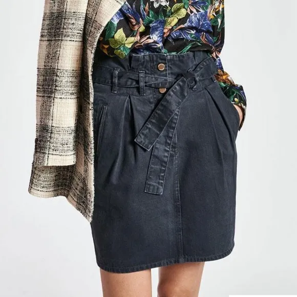 ESSENTIEL ANTWERP Zan Denim Mini Skirt in Black Size 38/10