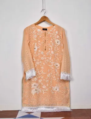 Exclusive Chiffon Embroidered Kurti - Violet Castle (TIE-06A)