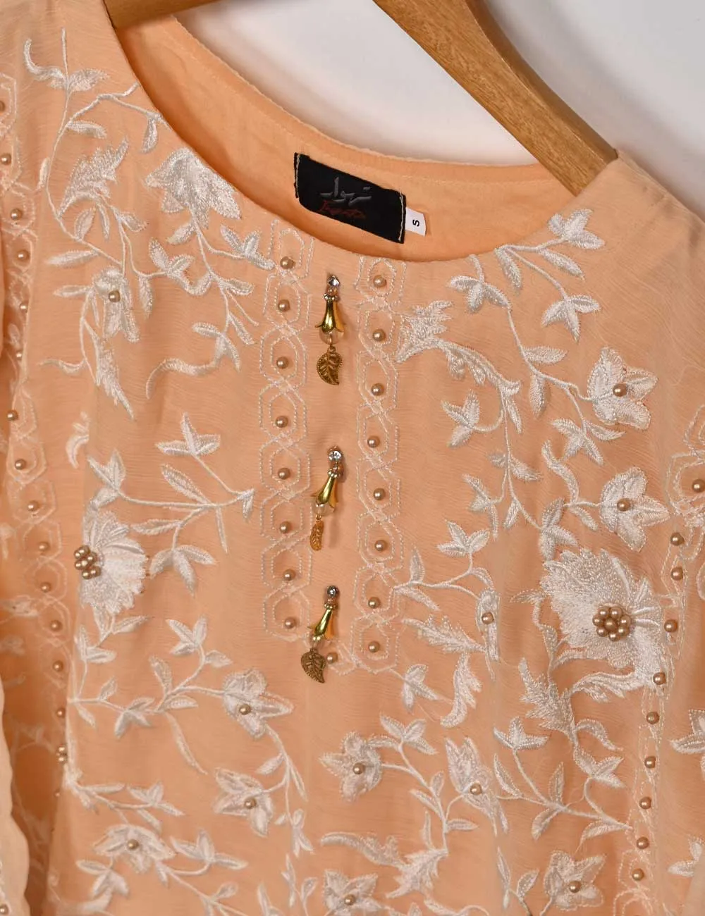 Exclusive Chiffon Embroidered Kurti - Violet Castle (TIE-06A)