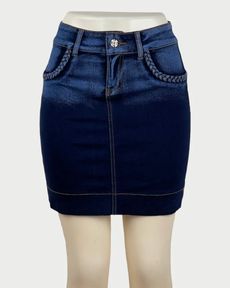 Fade Dyed Denim Mini Skirt (No size tag, W27)