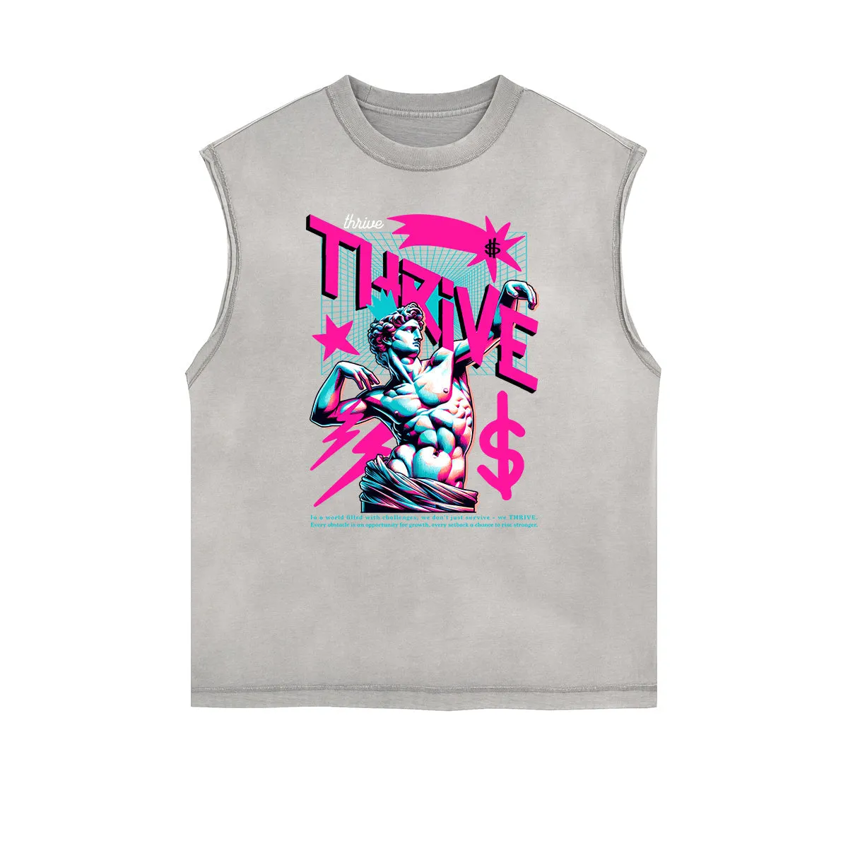 Faded Vanquisher Neon Y2K Graphic Muscle Tank