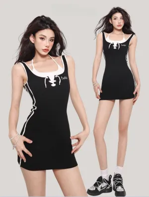 Fake Two-Piece Strappy Hip Vest Dress