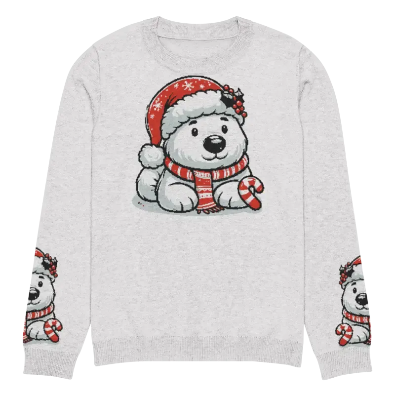 Festive Knitted Crew Neck Santa Hat Sweater