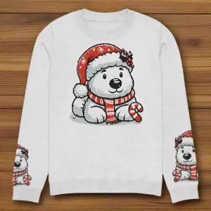 Festive Knitted Crew Neck Santa Hat Sweater