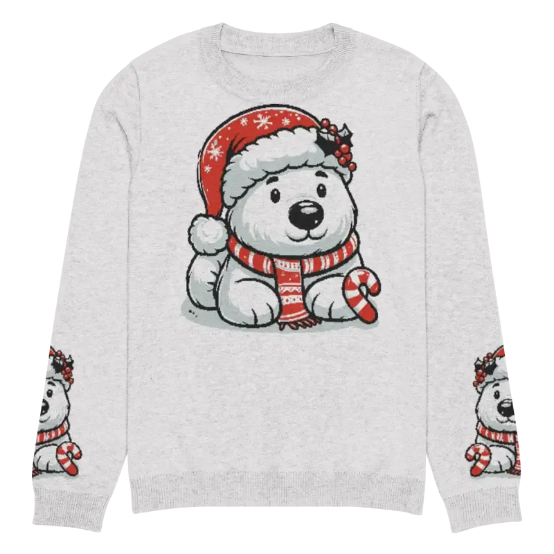 Festive Knitted Crew Neck Santa Hat Sweater