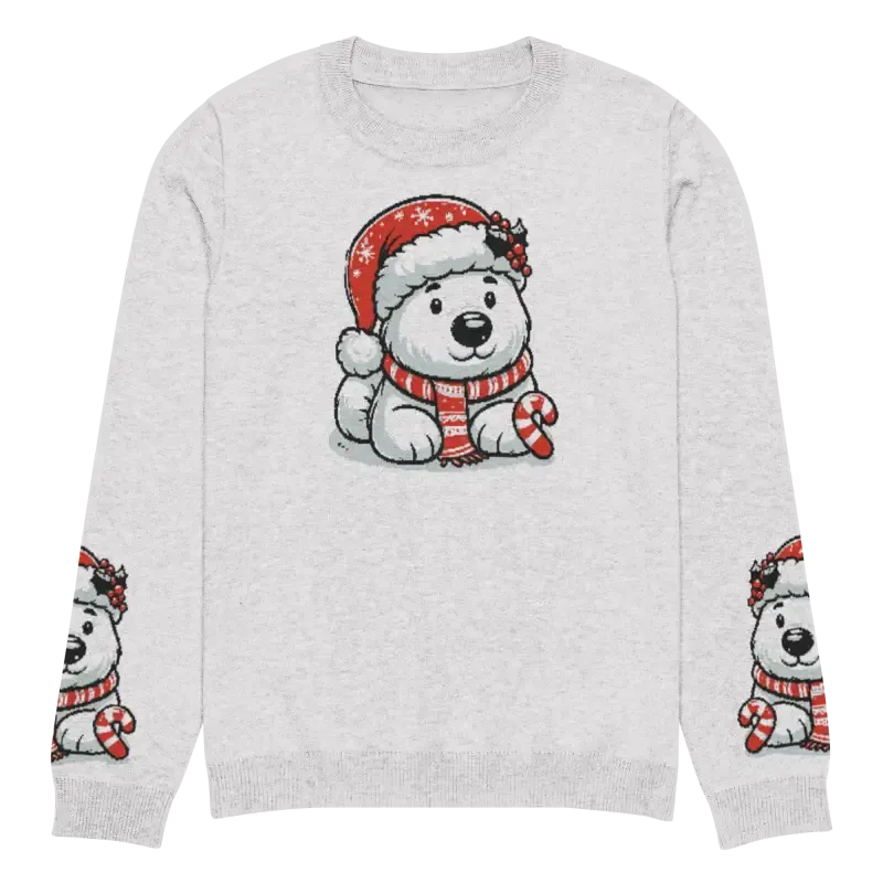 Festive Knitted Crew Neck Santa Hat Sweater