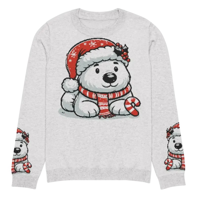 Festive Knitted Crew Neck Santa Hat Sweater