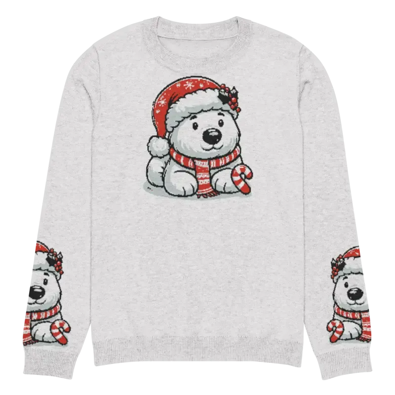 Festive Knitted Crew Neck Santa Hat Sweater