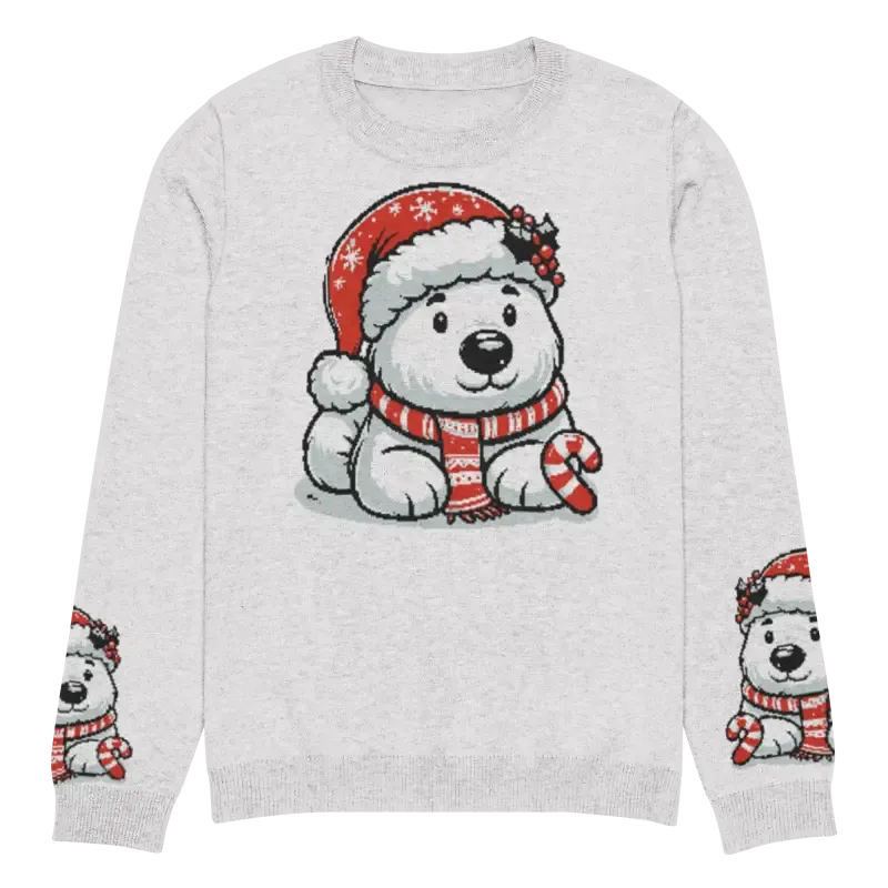 Festive Knitted Crew Neck Santa Hat Sweater