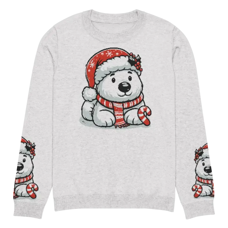 Festive Knitted Crew Neck Santa Hat Sweater