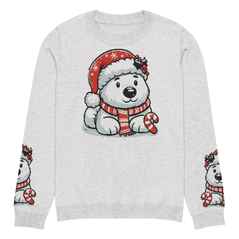 Festive Knitted Crew Neck Santa Hat Sweater