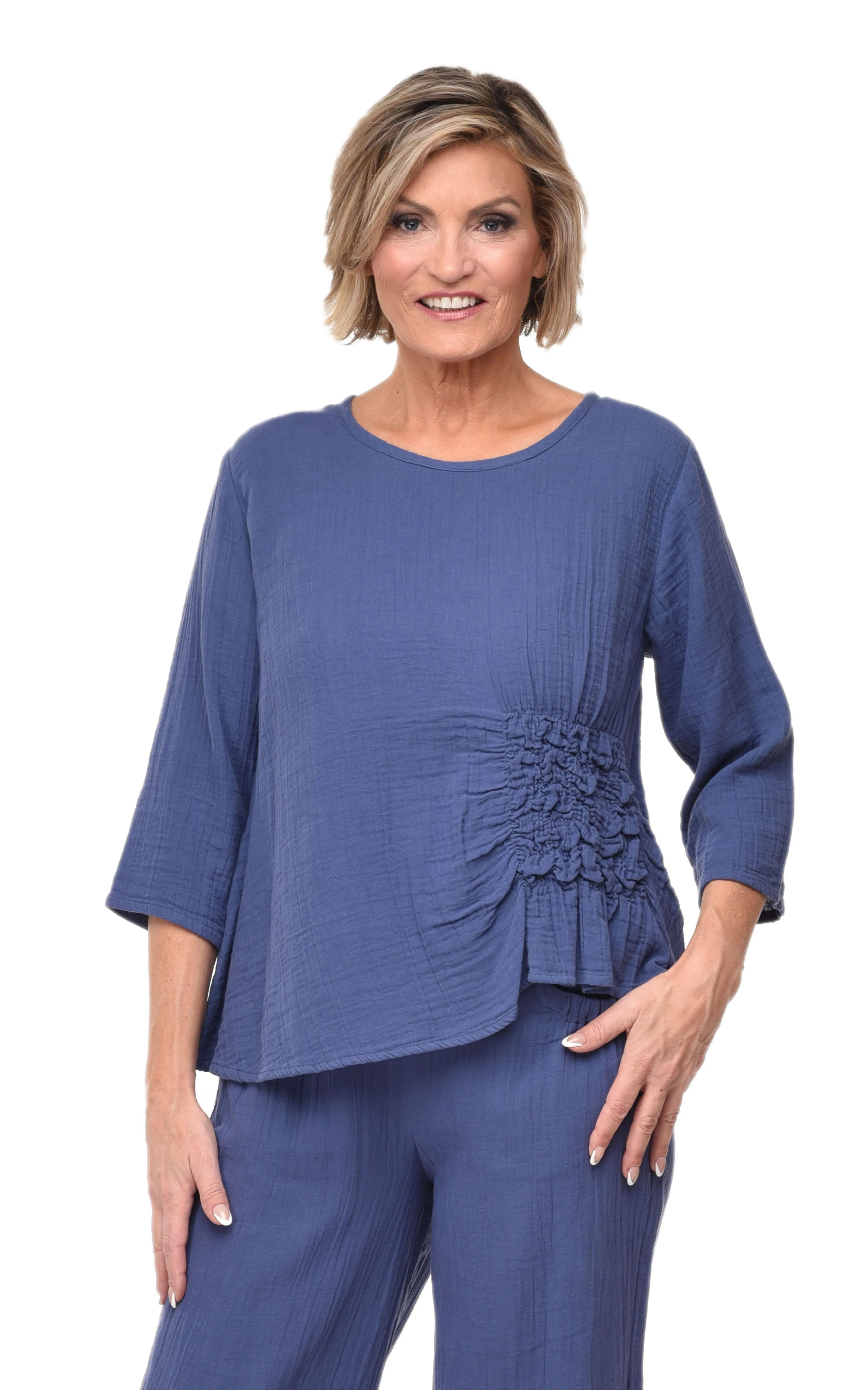 FINAL SALE VCG365 Olga Top in Steel Blue*