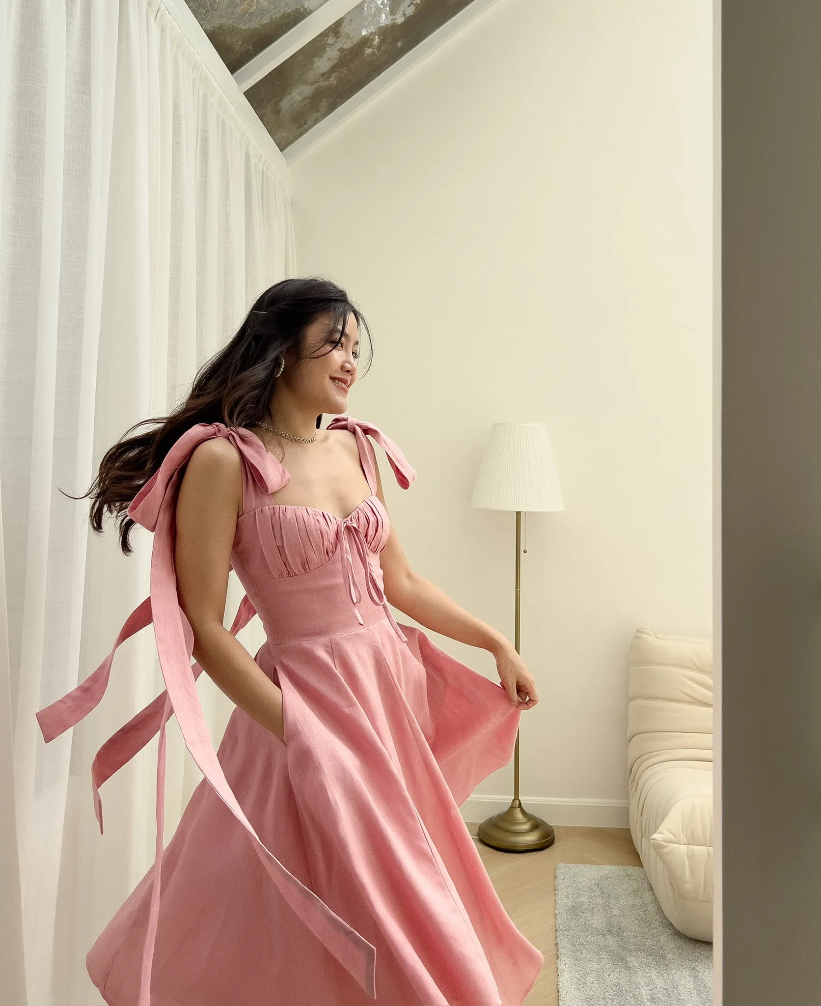 FIRST LOVE BOW MIDI DRESS