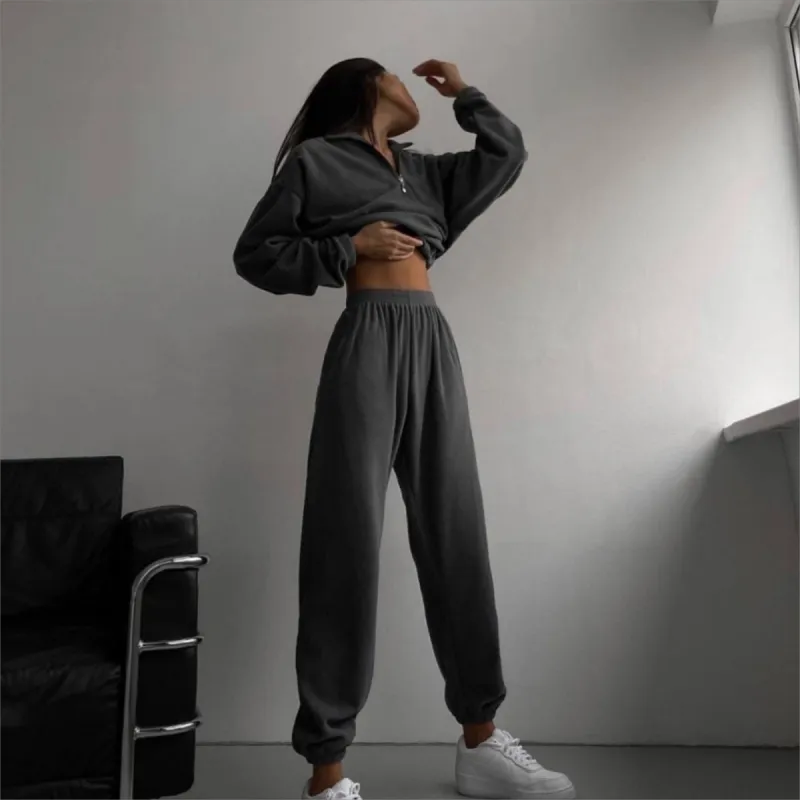 Fleece Style Sweatshirt & Jogger 2Pcs