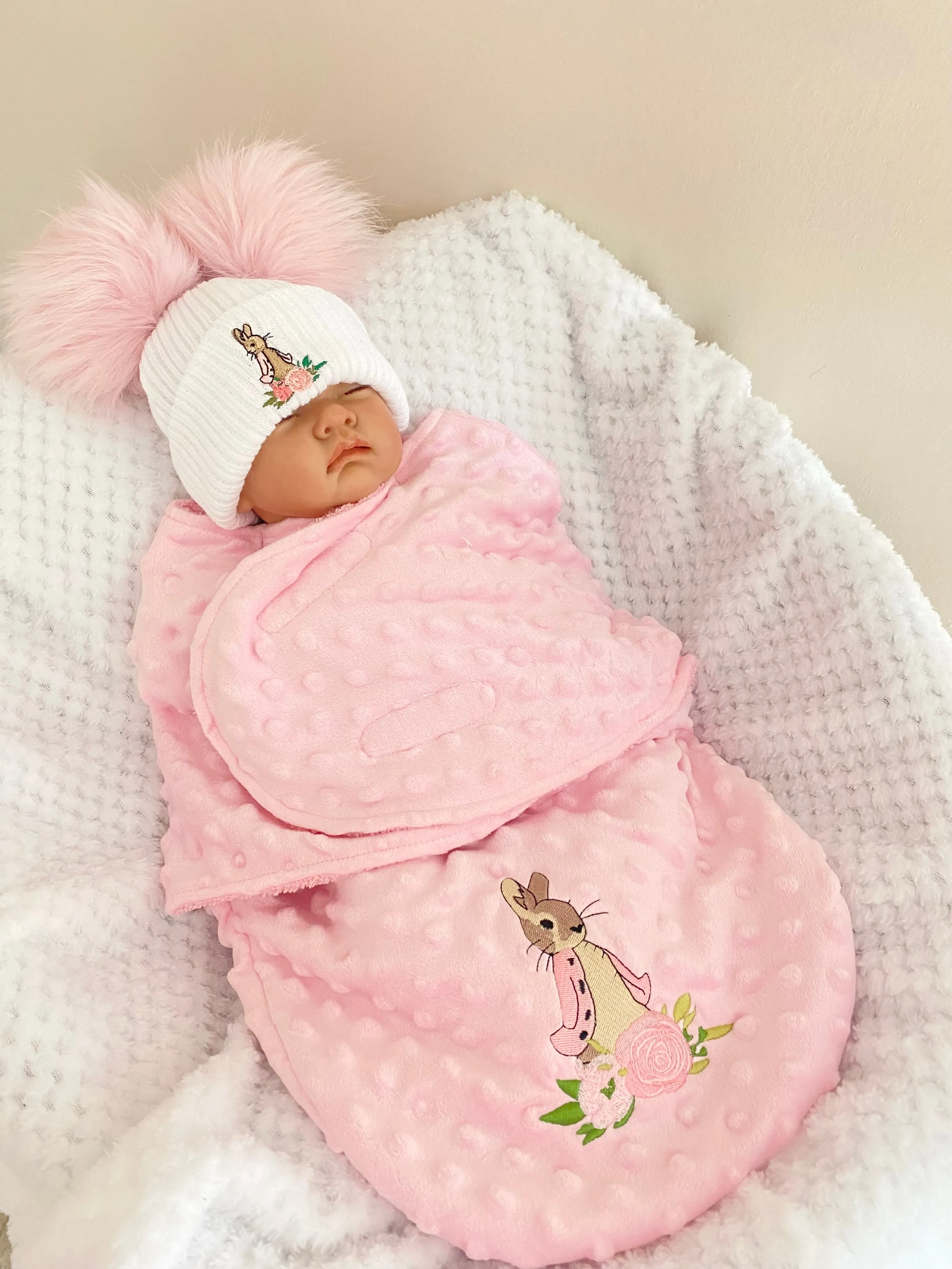 Flopsy Bunny Swaddle Blanket Wrap - Bubble Pink