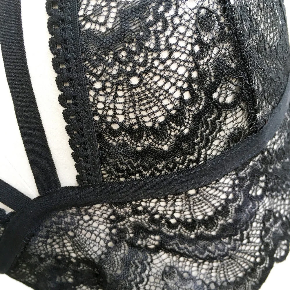 Floral Lace Bralette Bustier Crop Top Triangle Bra Shirt