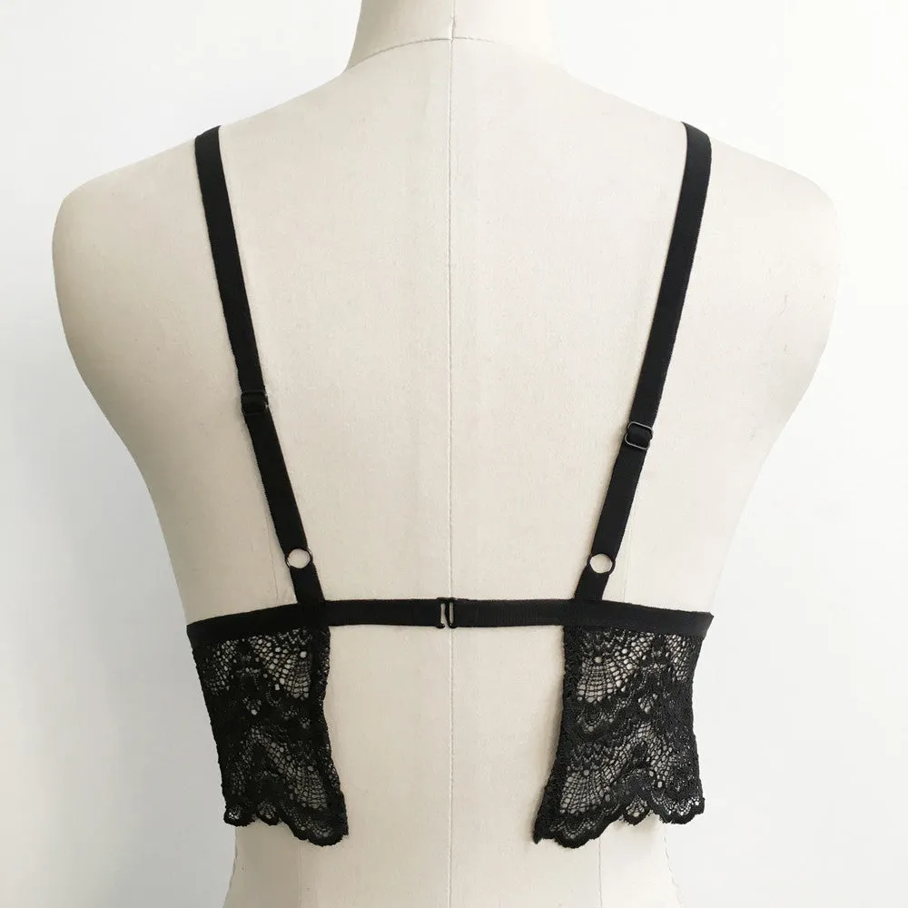 Floral Lace Bralette Bustier Crop Top Triangle Bra Shirt