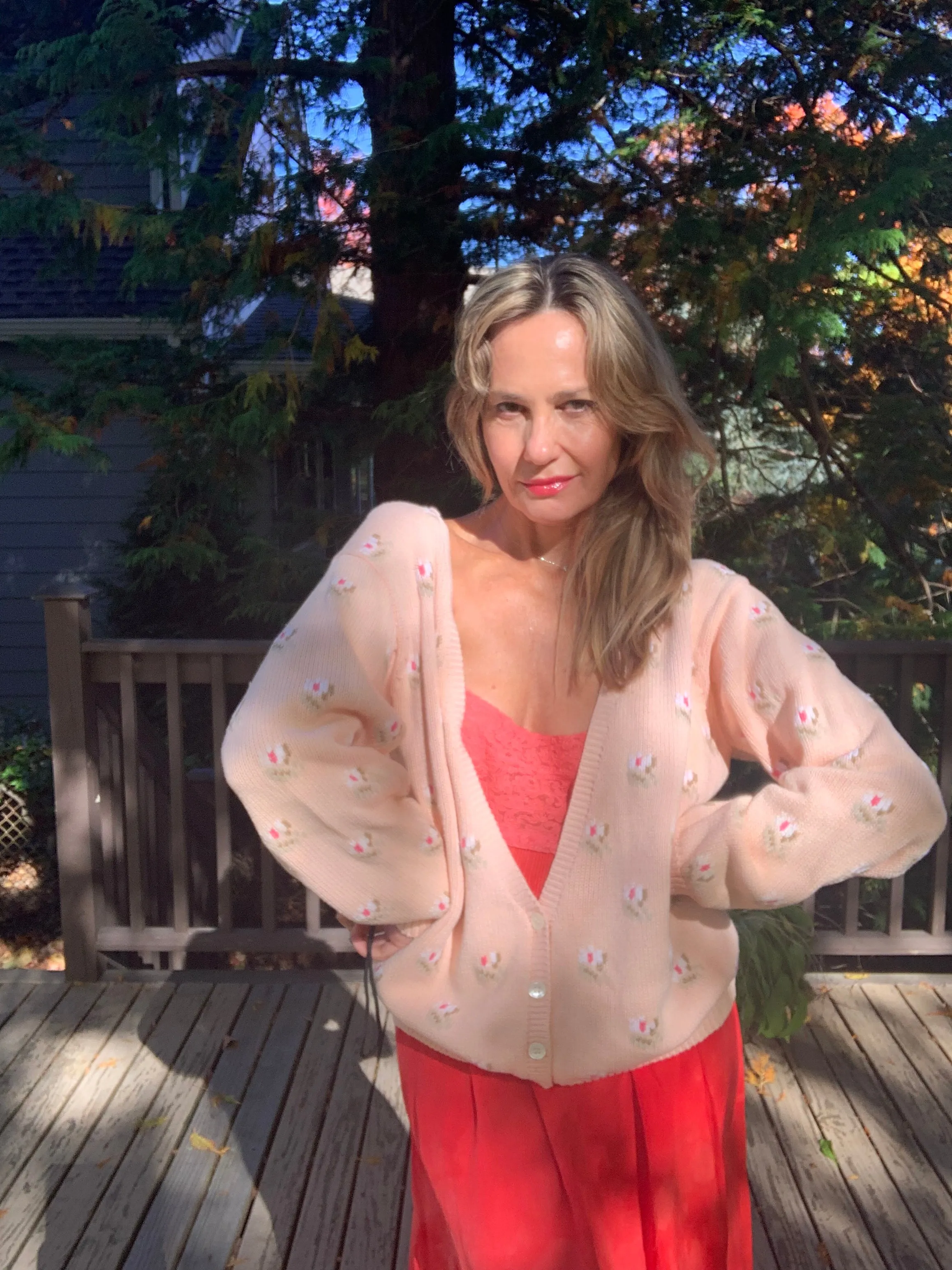 Floral Pink Cardigan - 90s -90A