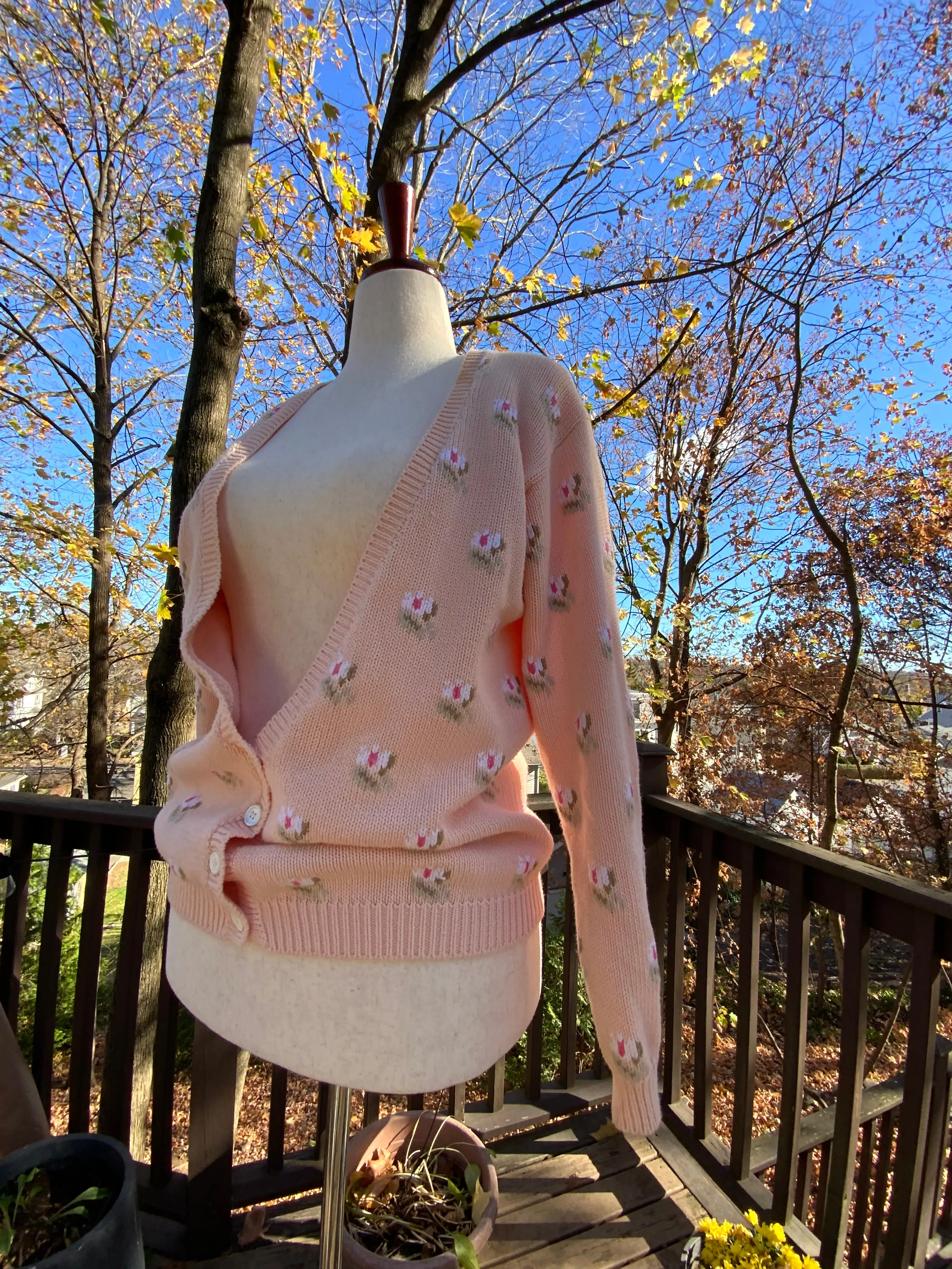 Floral Pink Cardigan - 90s -90A