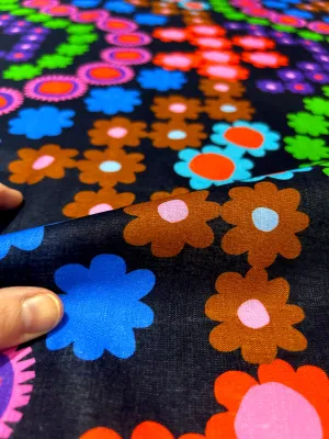 Flower Power (dark) organic cotton linen