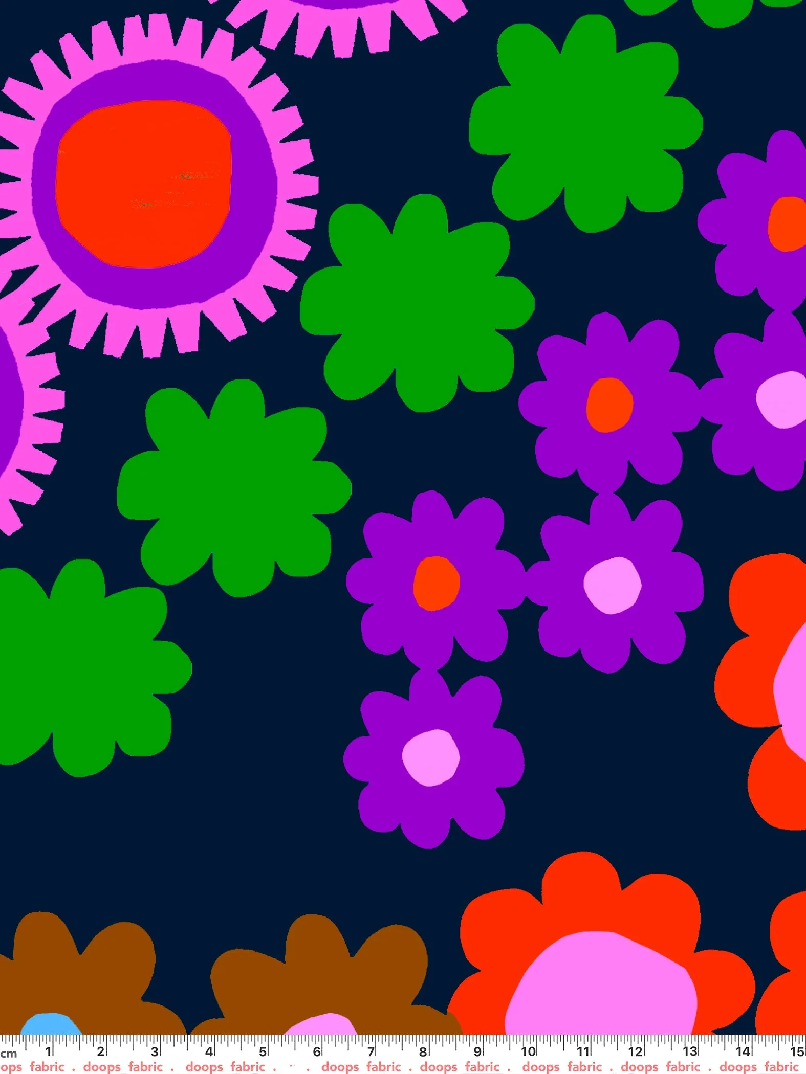 Flower Power (dark) organic cotton linen