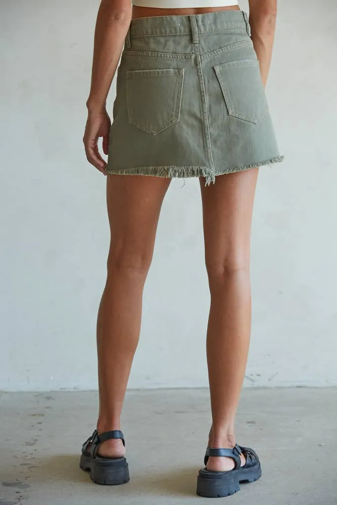 Fray Denim Mini Skirt