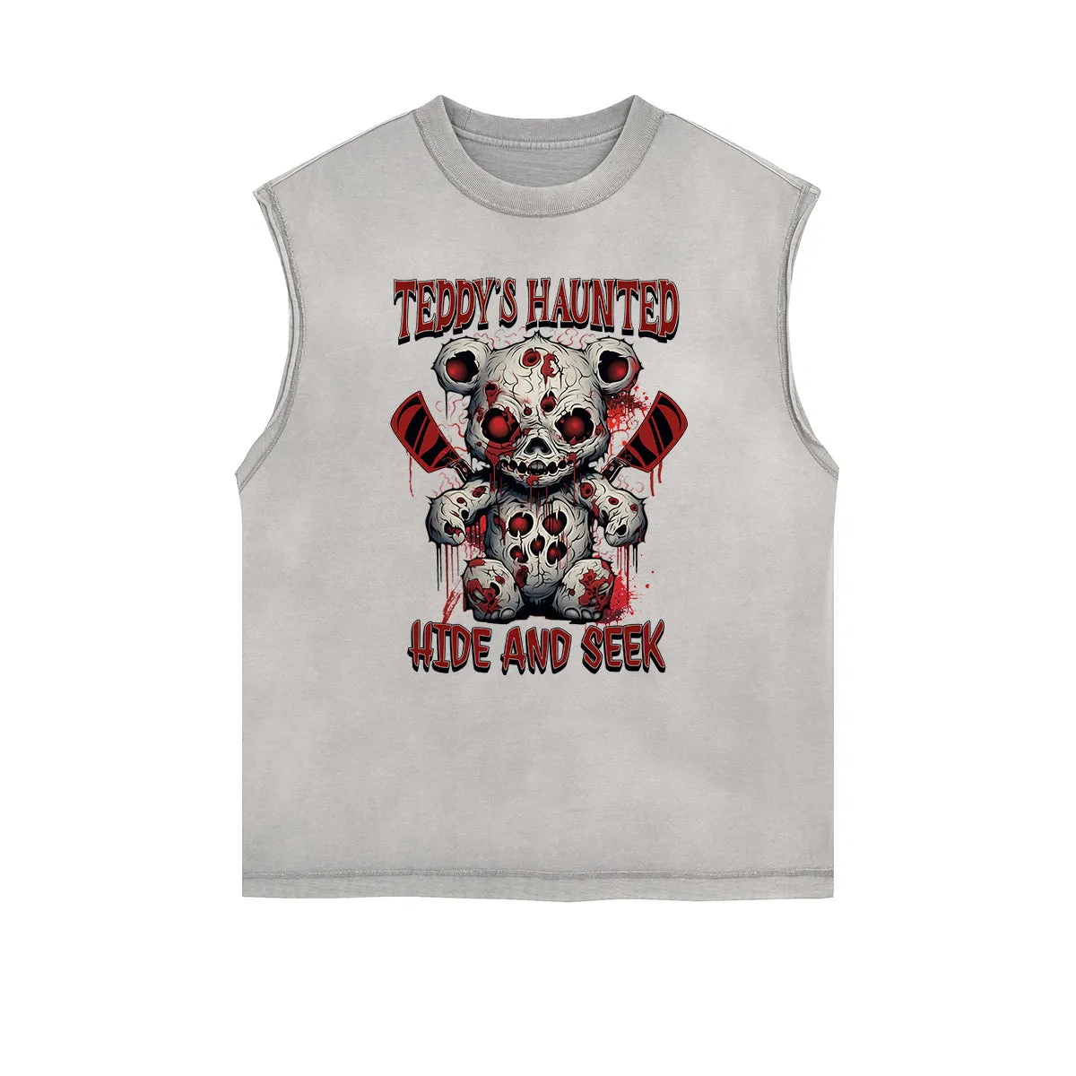Frayed Edge Creepy Bear Graphic Tank Top