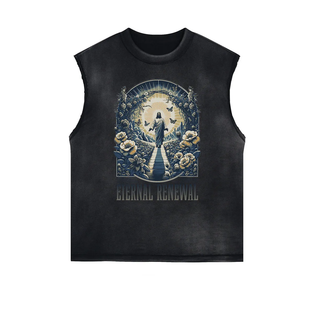 Frayed Edge Floral Graphic Tank Top